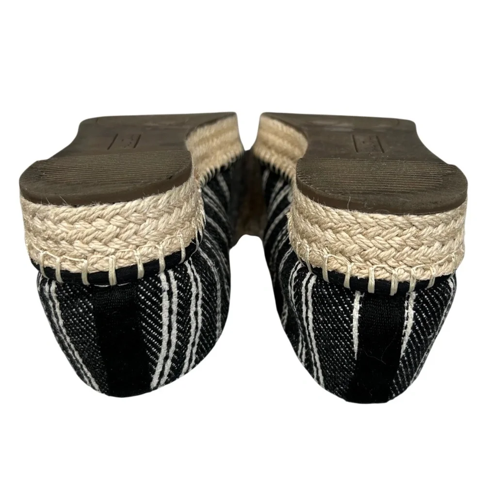 Me Too Carden Black White Stripe Espadrille Comfort Loafer Flats Shoes Size 8